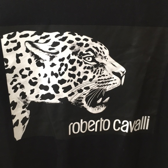Roberto Cavalli Black Leopard T Shirt
